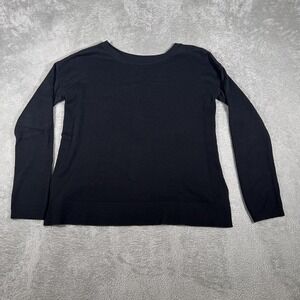 Lululemon Sweater Womens Medium Black Knit Mesh Back Long Sleeve Split Hem